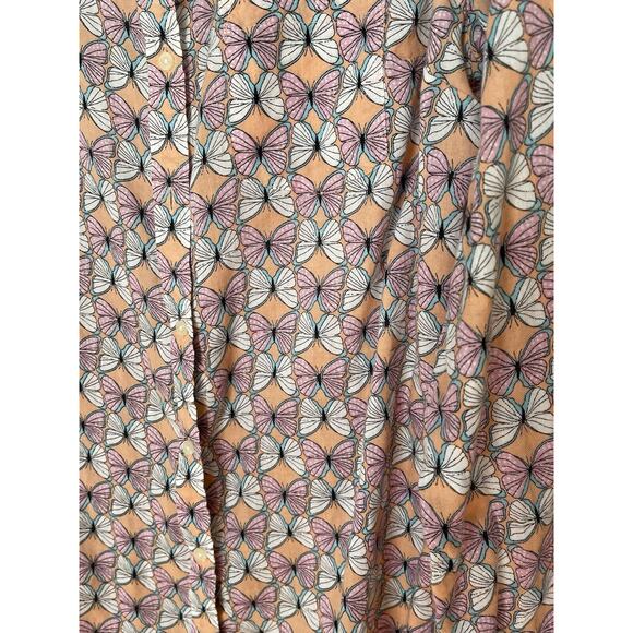 Le Tigre Butterfly Pattern Collared Button Down Blouse Long Sleeve Size Large - Picture 2 of 6